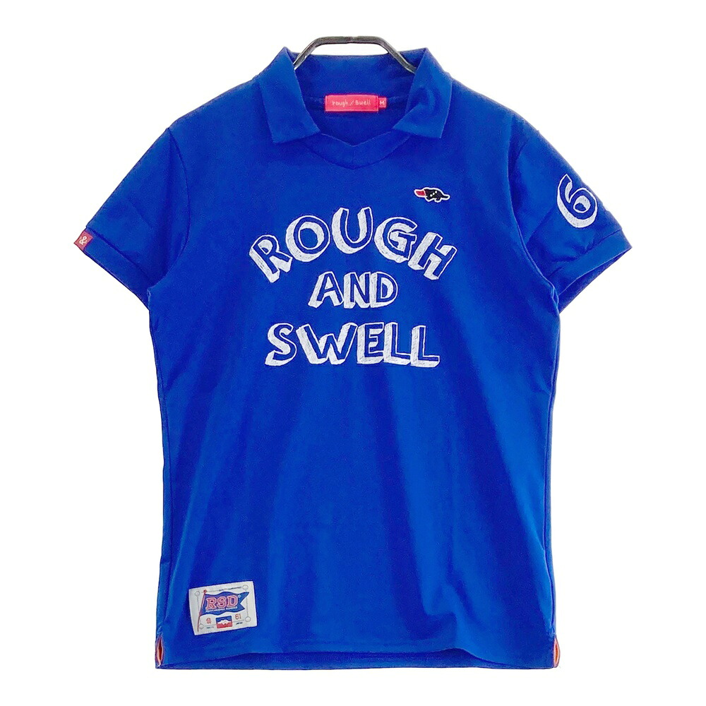 ROUGH&SWELL ラフアンドスウェル 襟付半袖Tシャツ ブルー系 M 【中古】ゴルフウェア レディース