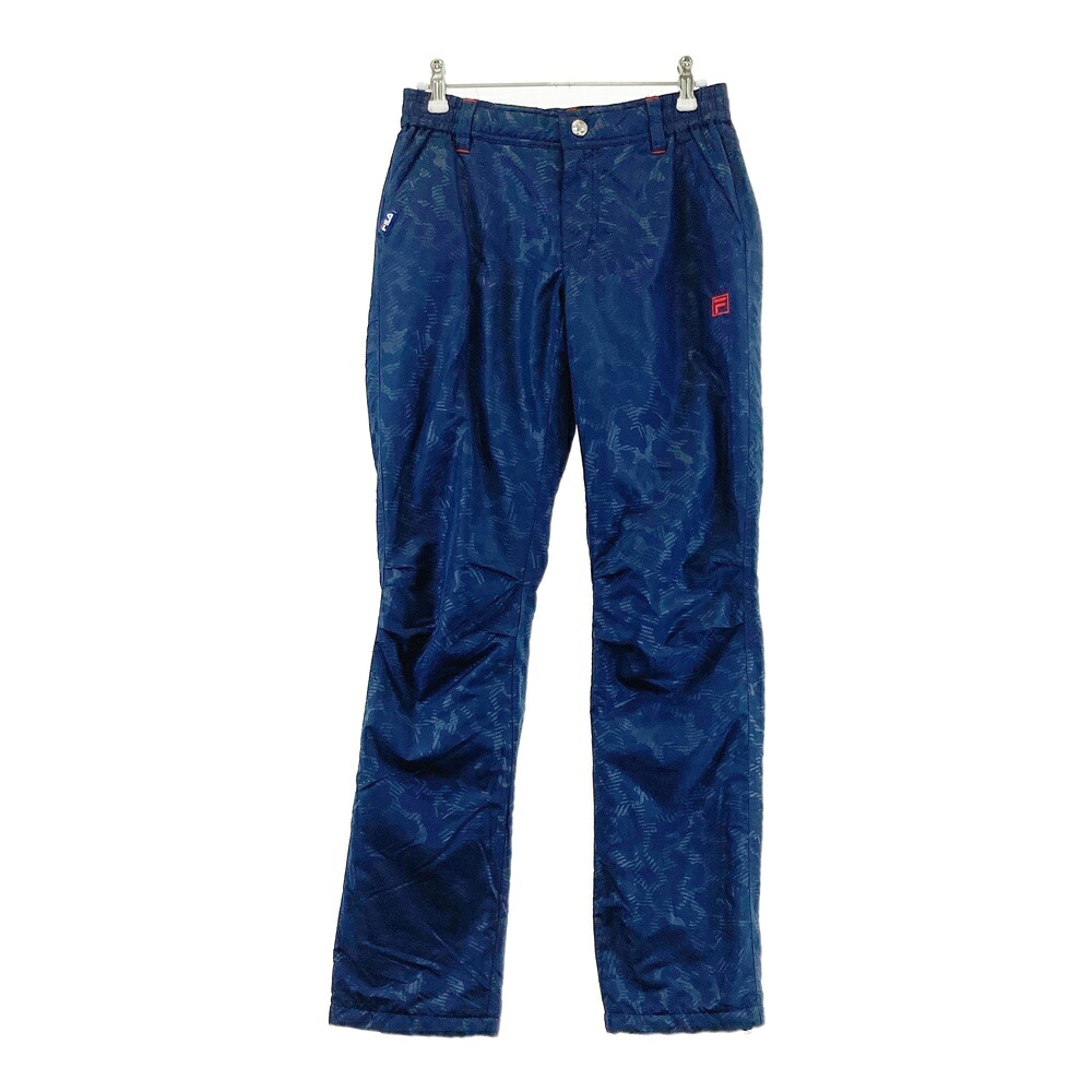 FILA GOLF フィラゴルフ 中綿ロングパンツ 総柄 ネイビー系 M 【中古】ゴルフウェア レディース