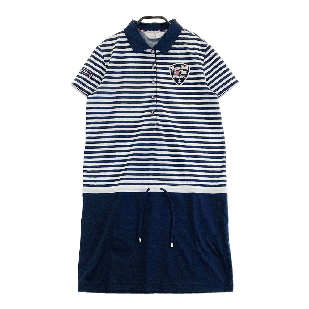 MUNSING WEAR マンシングウェア SL7846 半袖ワンピース ボーダー柄 ネイビー系 M 【中古】ゴルフウェア レディース