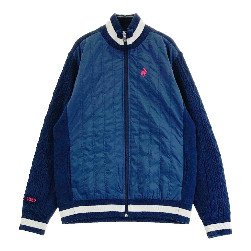 LE COQ GOLF ルコックゴルフ ニット切替　長袖ジャケット ネイビー系 L 【中古】ゴルフウェア レディース