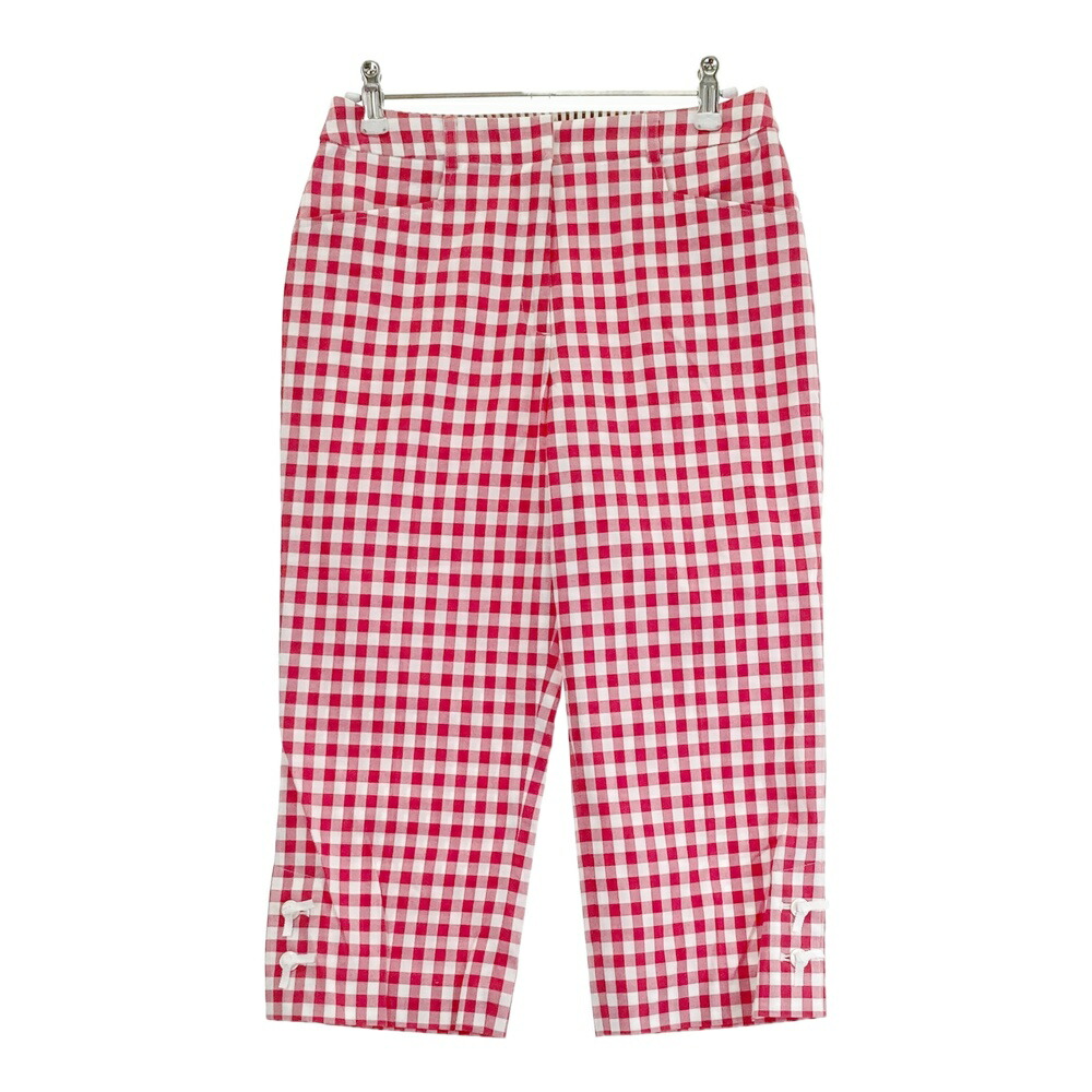 LANVIN SPORT ランバン スポール クロップドパンツ チェック柄 レッド系 38 【中古】ゴルフウェア レディース