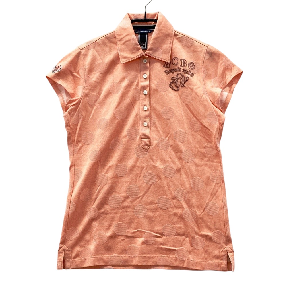 ZOY ゾーイ 半袖ポロシャツ ドット柄 オレンジ系 38 【中古】ゴルフウェア レディース