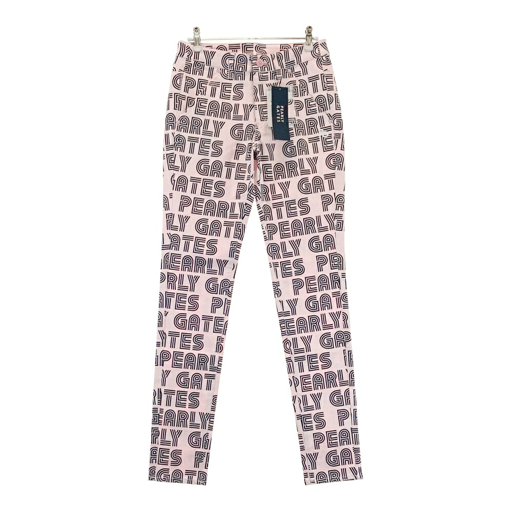 PEARLY GATES パーリーゲイツ 055-2131210 ストレッチパンツ ロゴ 総柄 ピンク系 0 【中古】ゴルフウェア レディース