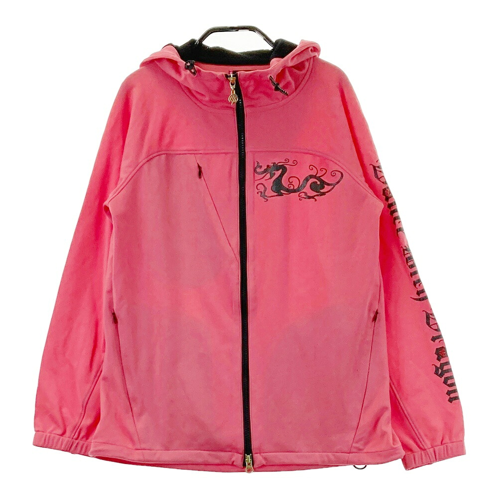 DANCE WITH DRAGON ダンスウィズドラゴン フード付 長袖ジャケット ナイロン ピンク系 2 【中古】ゴルフウェア レディース