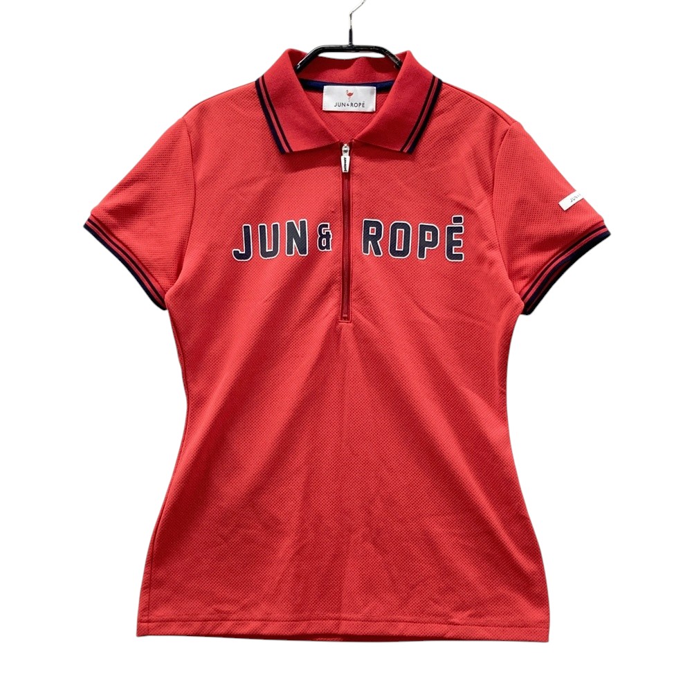 JUN&ROPE ジュン アンド ロペ ハーフジップ 半袖ポロシャツ レッド系 S 【中古】ゴルフウェア レディース