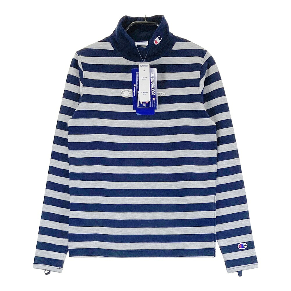 CHAMPION GOLF チャンピオンゴルフ ハイネック長袖Tシャツ ボーダー柄 ネイビー系 S 【中古】ゴルフウェア レディース