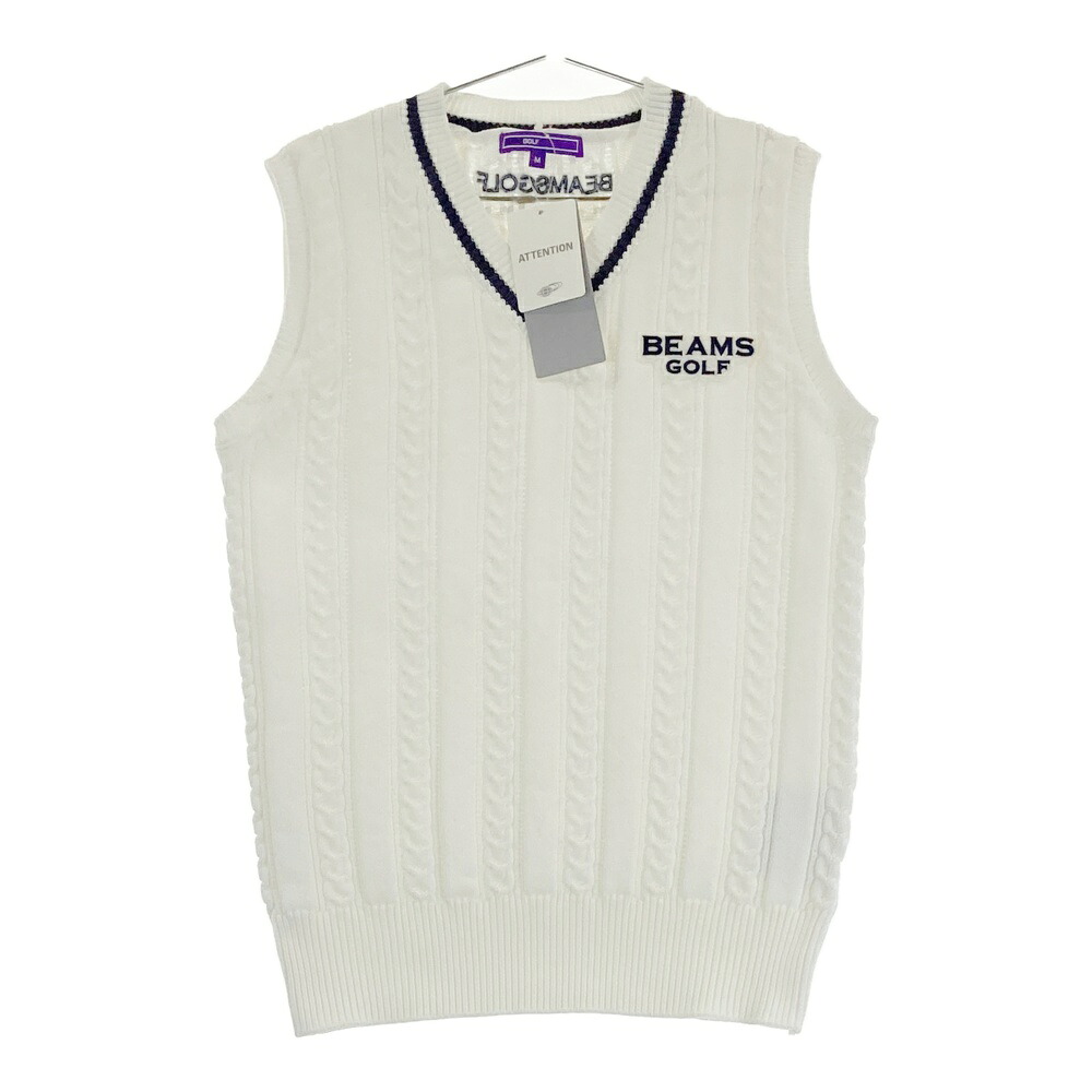 BEAMS GOLF ビームスゴルフ 2024年モデル パープルレーベル ニットベスト ホワイト系 M 【中古】ゴルフウェア レディース