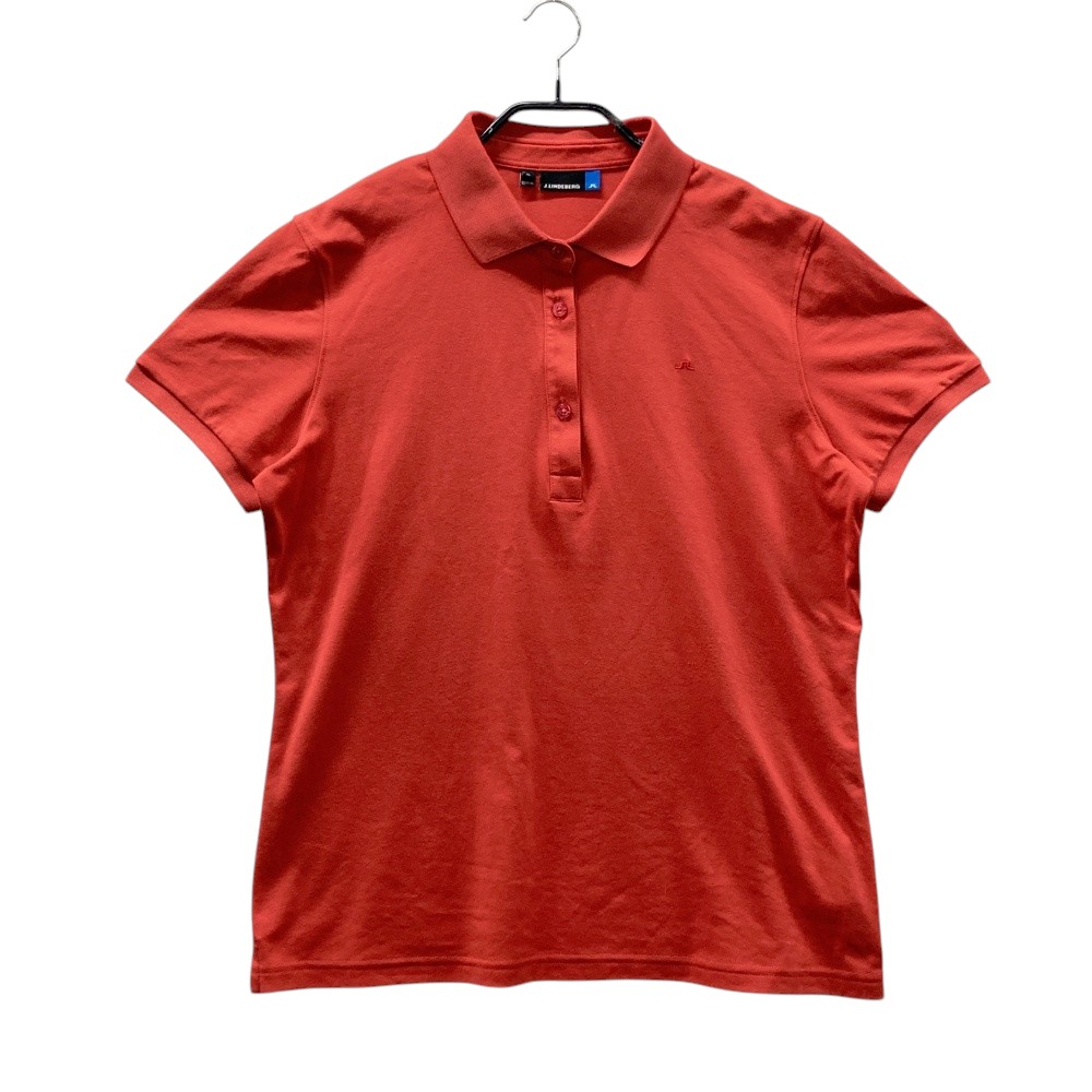 J.LINDEBERG ジェイリンドバーグ 半袖ポロシャツ レッド系 XL 【中古】ゴルフウェア レディース