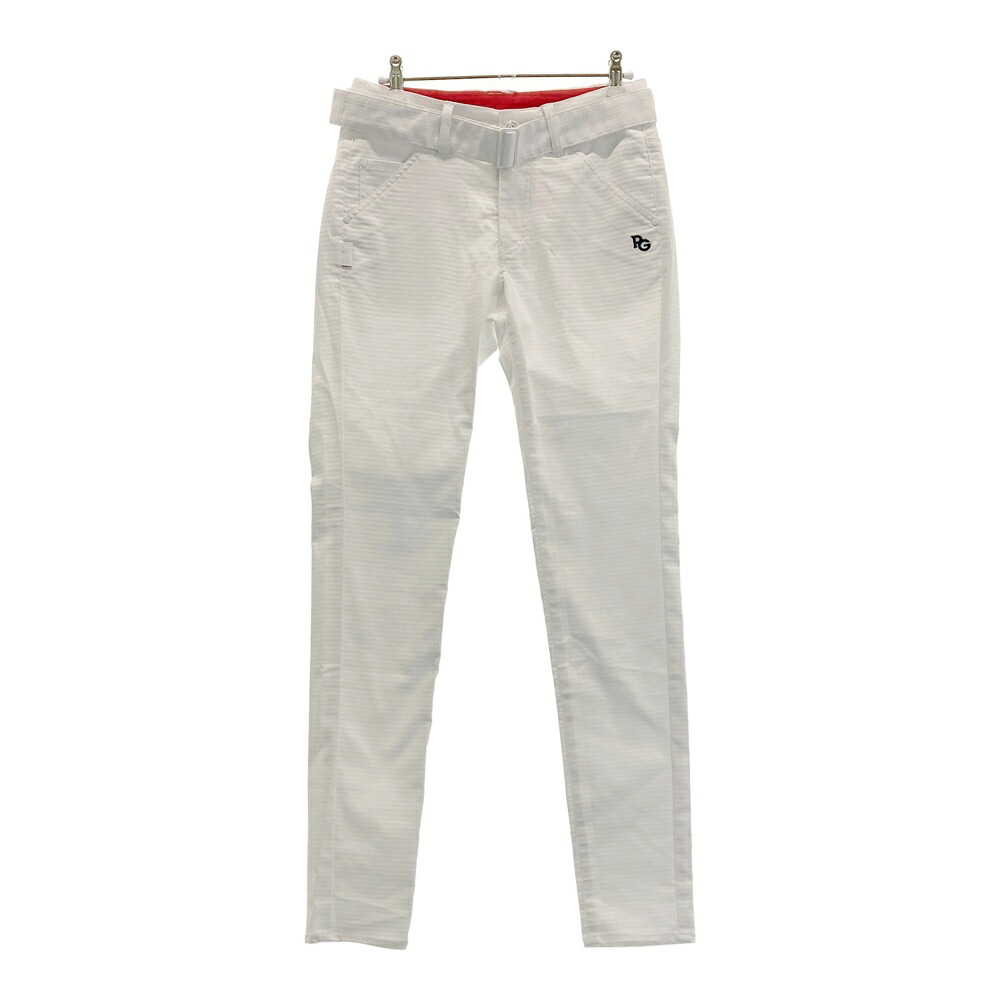 PEARLY GATES パーリーゲイツ ストレッチパンツ ハート柄 ホワイト系 0 【中古】ゴルフウェア レディース