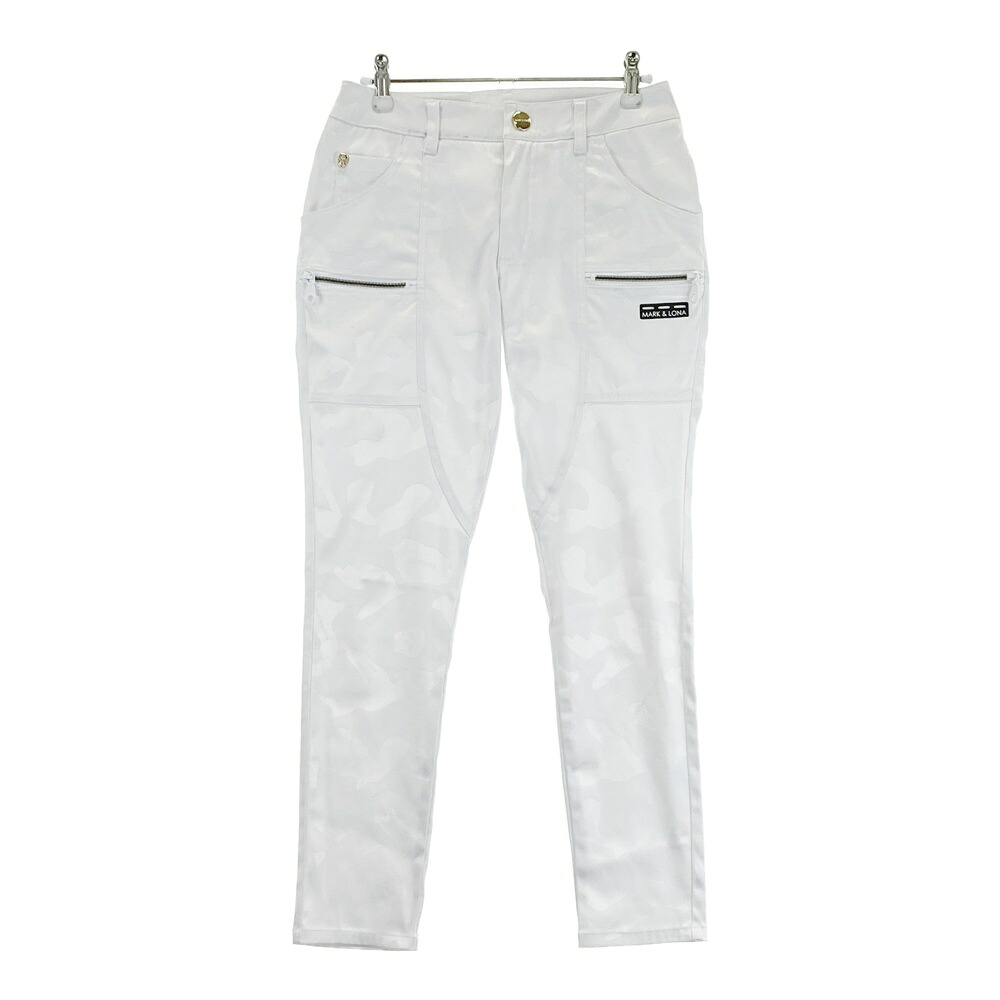 MARK&LONA マークアンドロナ ストレッチパンツ カモフラ 総柄 ホワイト系 36 【中古】ゴルフウェア レディース
