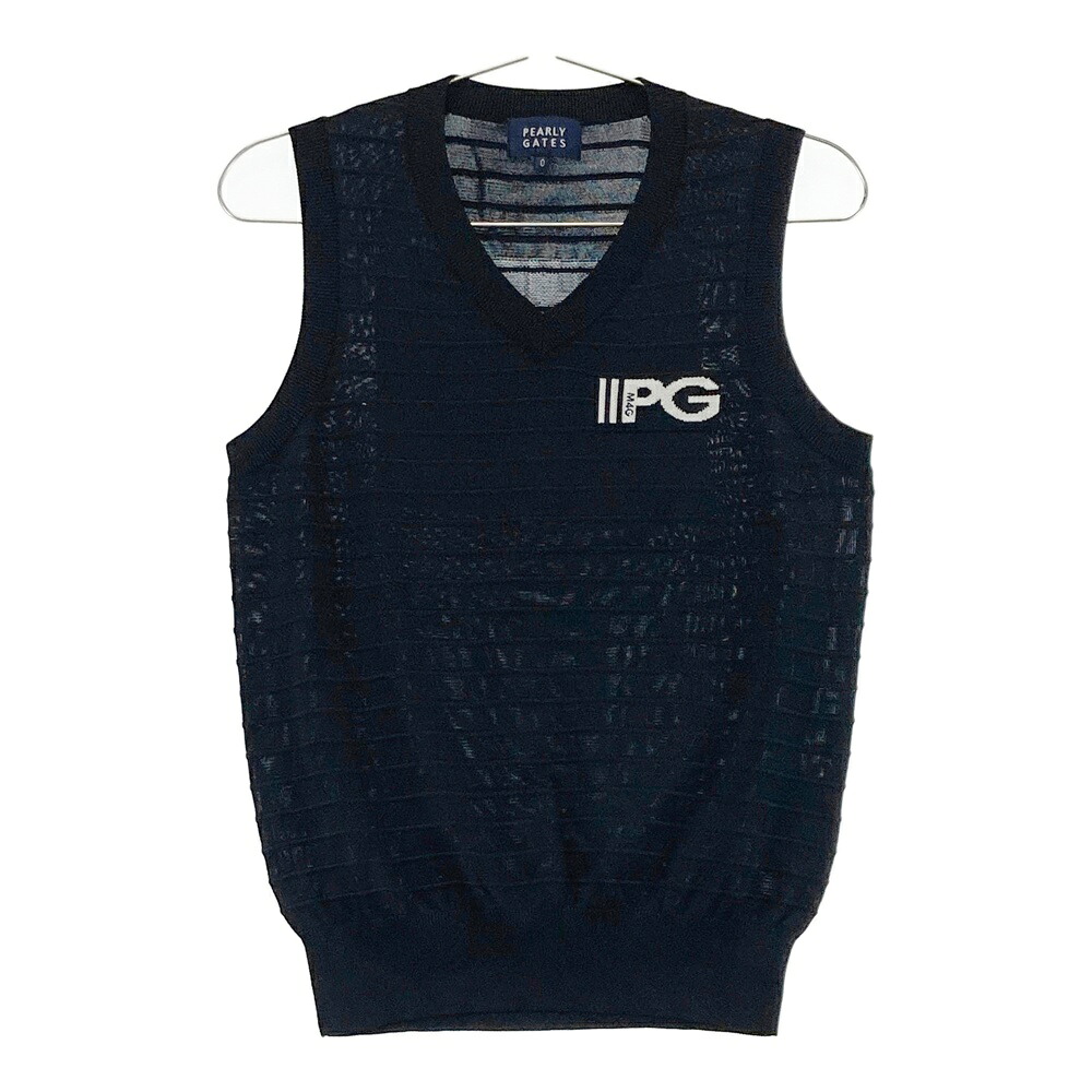 PEARLY GATES パーリーゲイツ ニットベスト ネイビー系 0 【中古】ゴルフウェア レディース