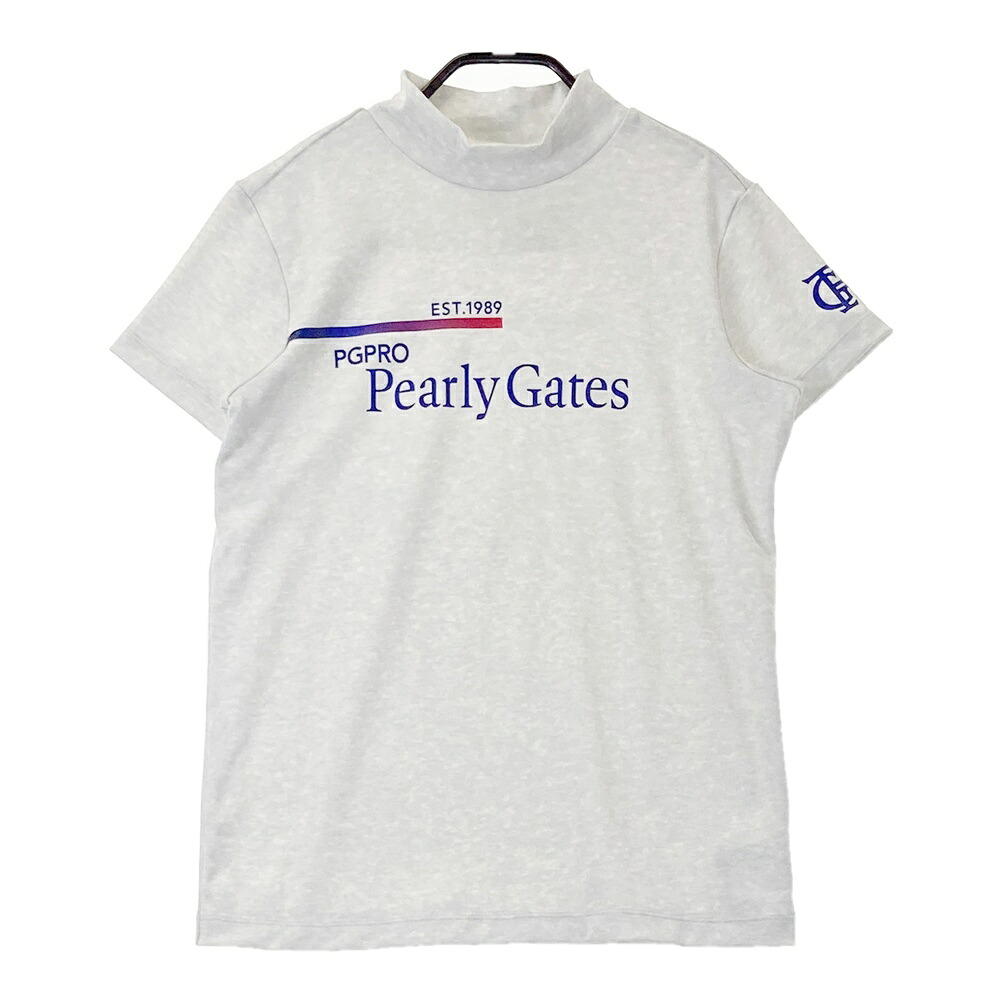 PEARLY GATES パーリーゲイツ 2024年 PGPRO ハイネック 半袖Tシャツ 総柄 グレー系 0 【中古】ゴルフウェア レディース