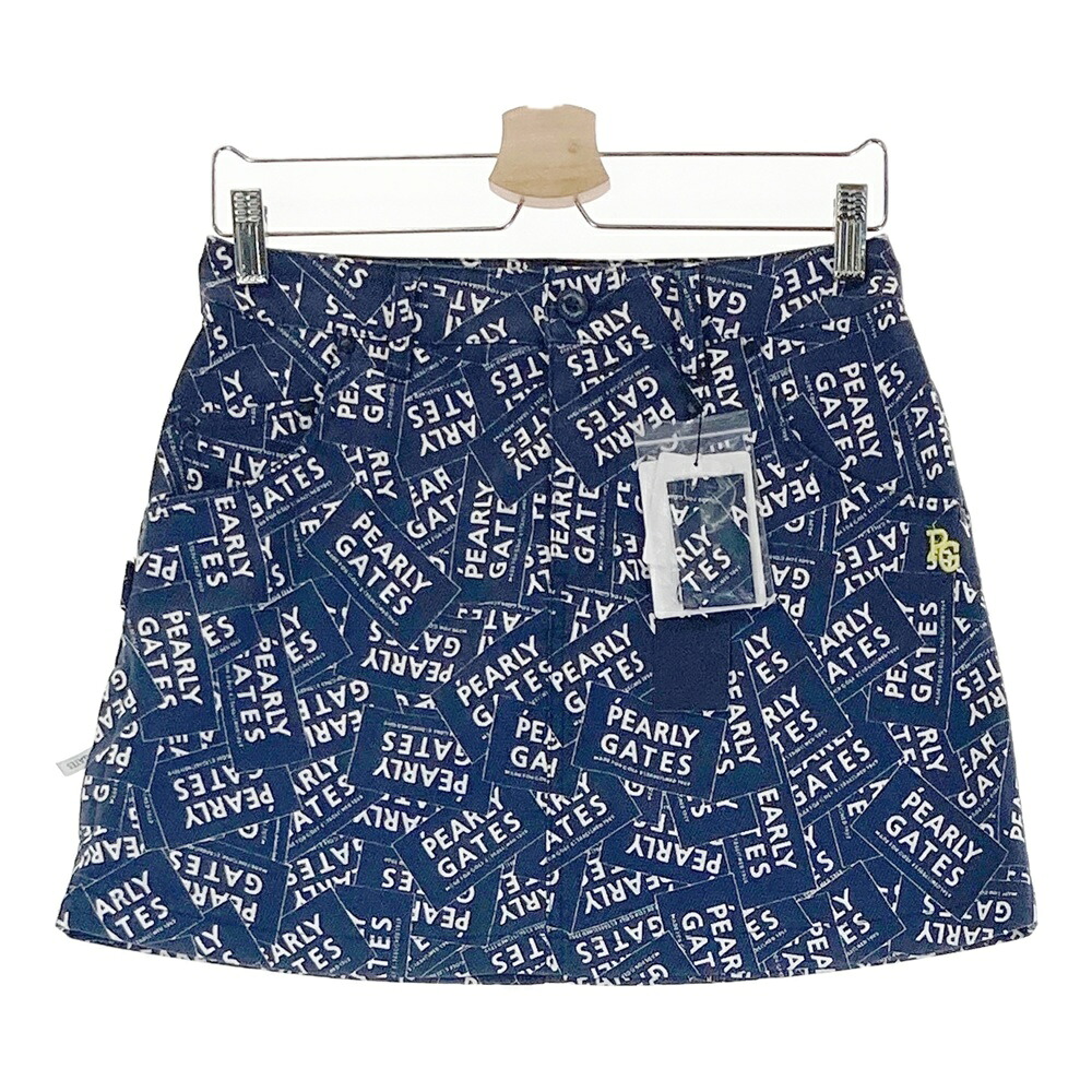 PEARLY GATES パーリーゲイツ 055-1234808 ストレッチスカート ステッカーロゴ 総柄 ネイビー系 1 【中古】ゴルフウェア レディース｜中古ゴルフウェア通販STST