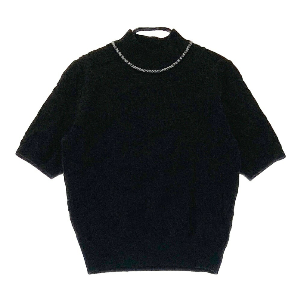 ACEANDRARE エースアンドレア ; ハイネック 編み物スウェーター 総柄 黒いこと系 162T 【中古】ゴルフ御召しもの レディース