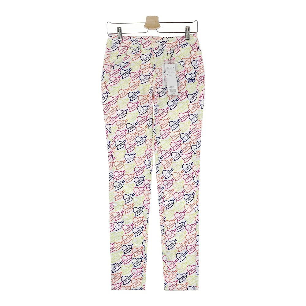 PEARLY GATES パーリーゲイツ 055-2131404 ストレッチパンツ ロゴハート柄 ホワイト系 0 【中古】ゴルフウェア レディース