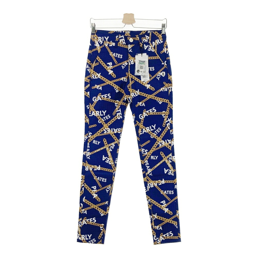 PEARLY GATES パーリーゲイツ 055-2231010 ストレッチパンツ チェーン柄 ネイビー系 0 【中古】ゴルフウェア レディース｜中古ゴルフウェア通販STST