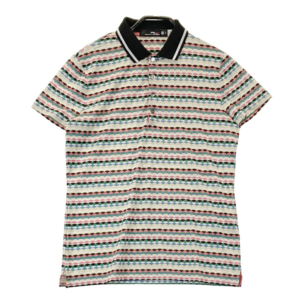 RLX ラルフローレン バックロゴ 半袖ポロシャツ 総柄 ブラック系 S 【中古】ゴルフウェア レディース