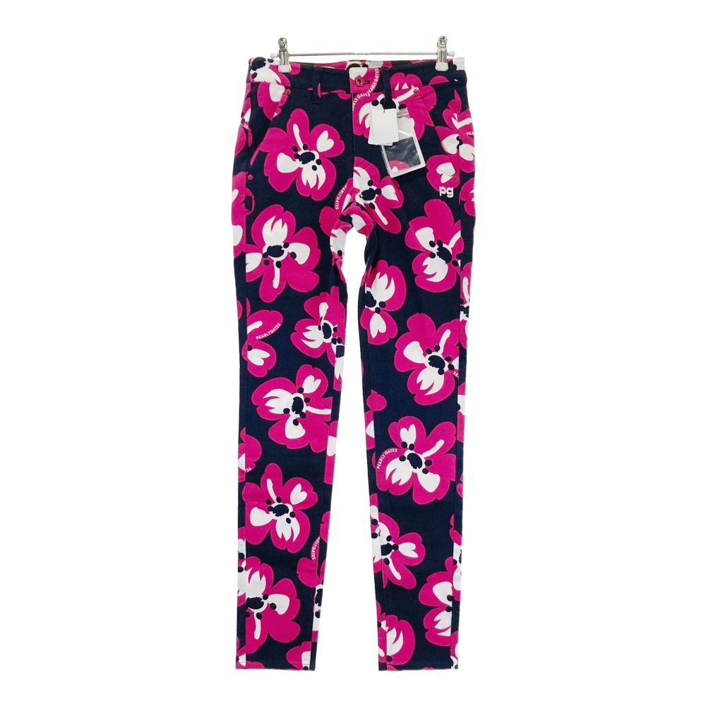 PEARLY GATES パーリーゲイツ 055-1131200 ストレッチパンツ 花柄 ネイビー系 0 【中古】ゴルフウェア レディース