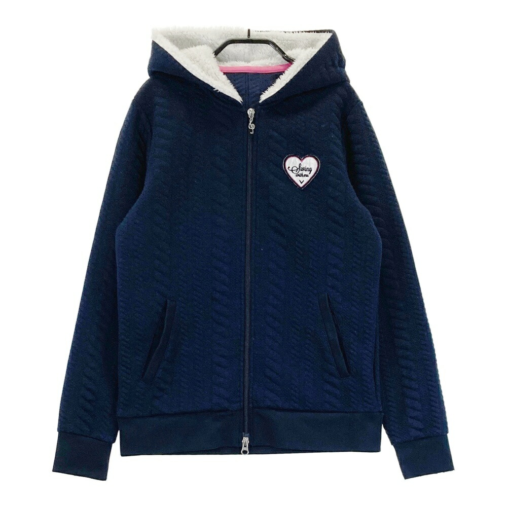CALLAWAY キャロウェイ フード裏ボア 長袖ジップジャケット ネイビー系 L 【中古】ゴルフウェア レディース