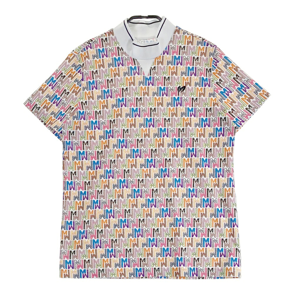 MASTER BUNNY EDITION マスターバニーエディション 2024年モデル ハイネック 半袖Tシャツ マルチカラー 総柄 ホワイト系 2 【中古】ゴルフウェア レディース