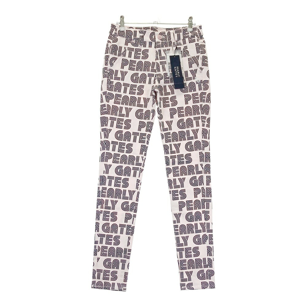 PEARLY GATES パーリーゲイツ 055-2131210 ストレッチパンツ ロゴ柄 ピンク系 0 【中古】ゴルフウェア レディース