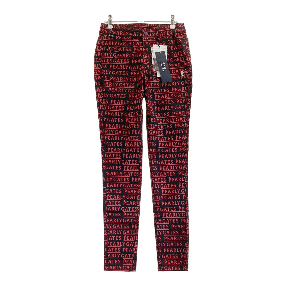 PEARLY GATES パーリーゲイツ 055-2131314 ストレッチパンツ ロゴ柄 ブラック系 0 【中古】ゴルフウェア レディース