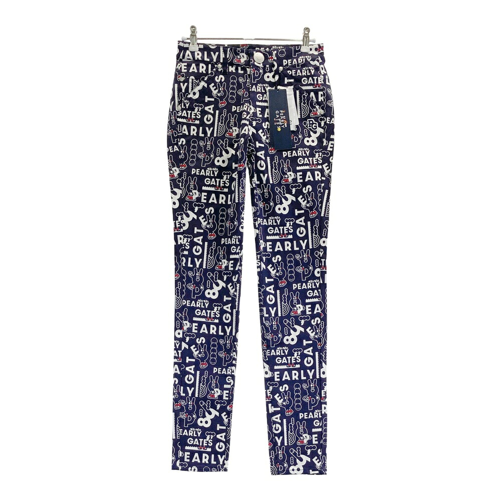 PEARLY GATES パーリーゲイツ 055-2231020 ストレッチパンツ ロゴ 総柄 ネイビー系 0 【中古】ゴルフウェア レディース 13,675円