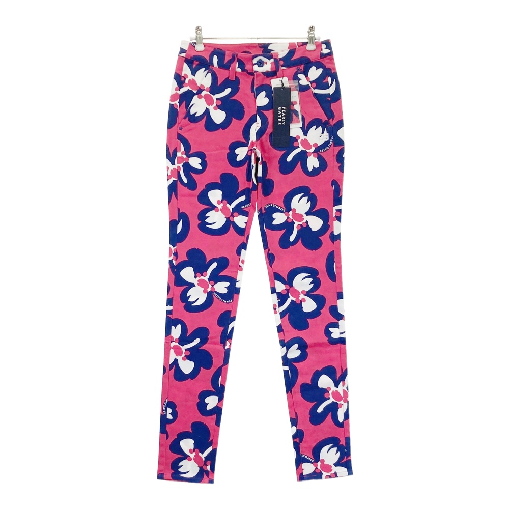 PEARLY GATES パーリーゲイツ 055-1131200 ストレッチパンツ 花 総柄 ピンク系 0 【中古】ゴルフウェア レディース