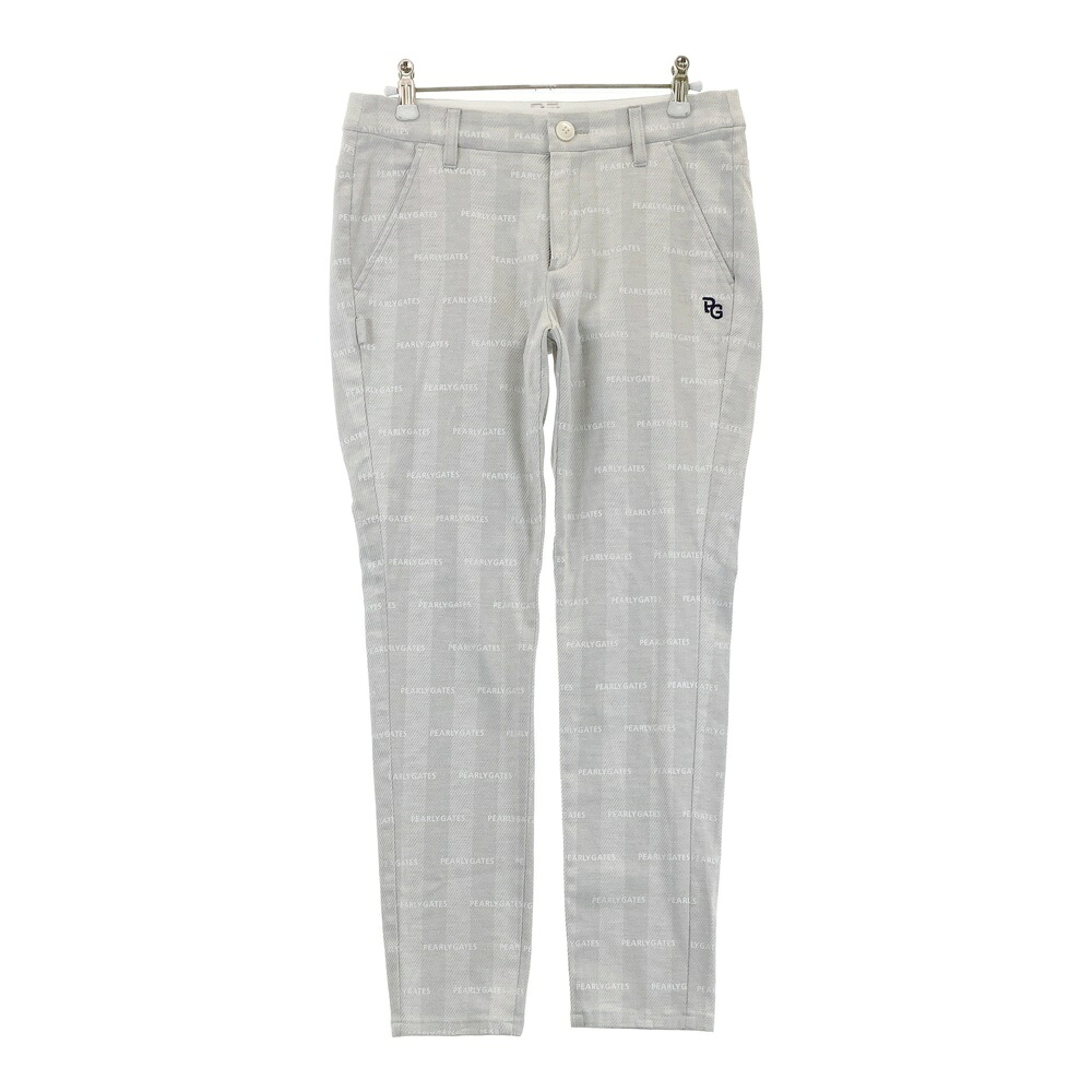 PEARLY GATES パーリーゲイツ ストレッチパンツ ストライプ柄 グレー系 1 【中古】ゴルフウェア レディース
