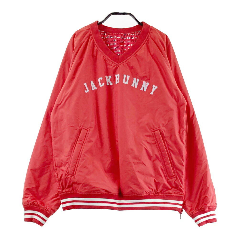 JACK BUNNY ジャックバニー スニードジャック リバーシブル 中綿ブルゾン フラッグ総柄 レッド系 1 【中古】ゴルフウェア レディース