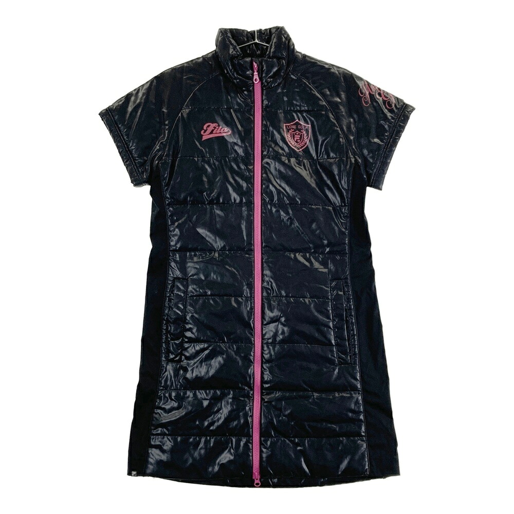 FILA GOLF フィラゴルフ 半袖 中綿ワンピース ブラック系 L 【中古】ゴルフウェア レディース