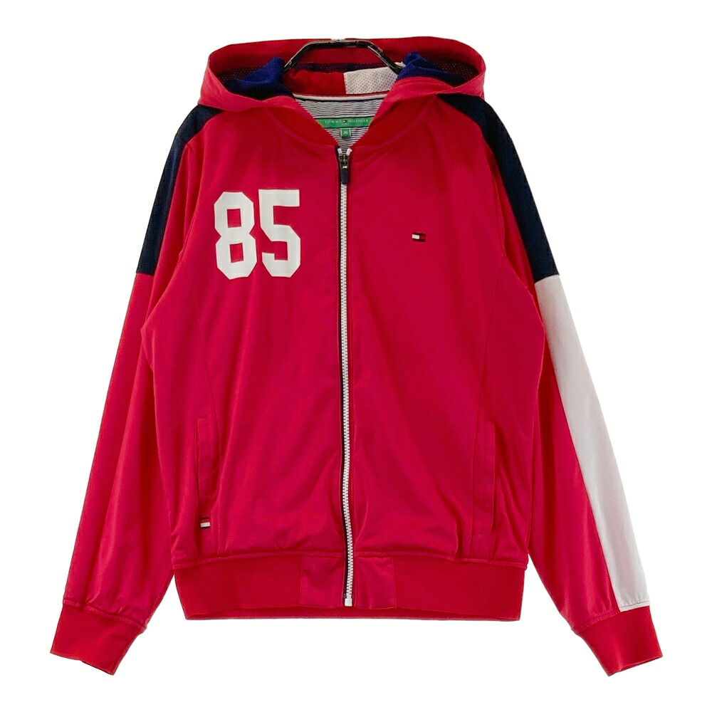 TOMMY HILFIGER GOLF トミー ヒルフィガーゴルフ ジップパーカー レッド系 M 【中古】ゴルフウェア レディース