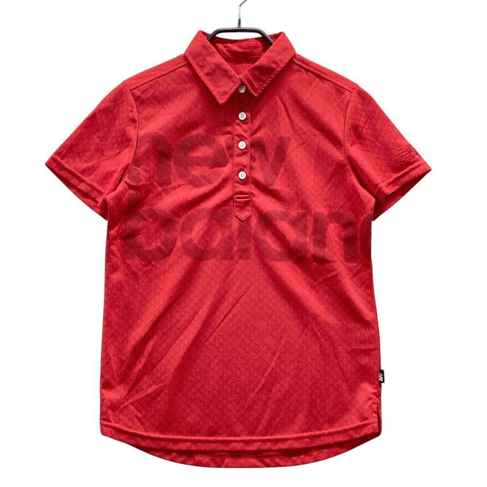 NEW BALANCE GOLF ニューバランス 半袖ポロシャツ 総柄 ジャガード レッド系 1 【中古】ゴルフウェア レディース