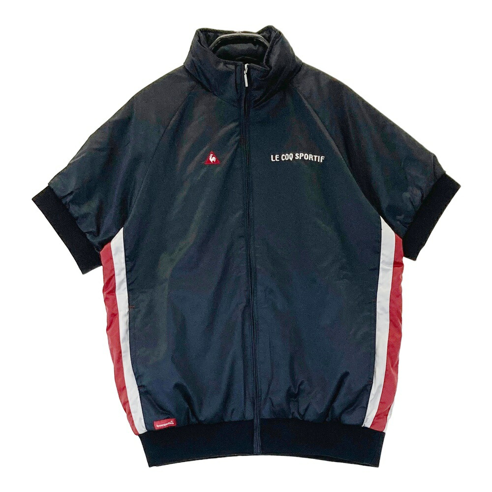 LE COQ GOLF ルコックゴルフ 中綿 半袖 ジップジャケット ブラック系 L 【中古】ゴルフウェア レディース