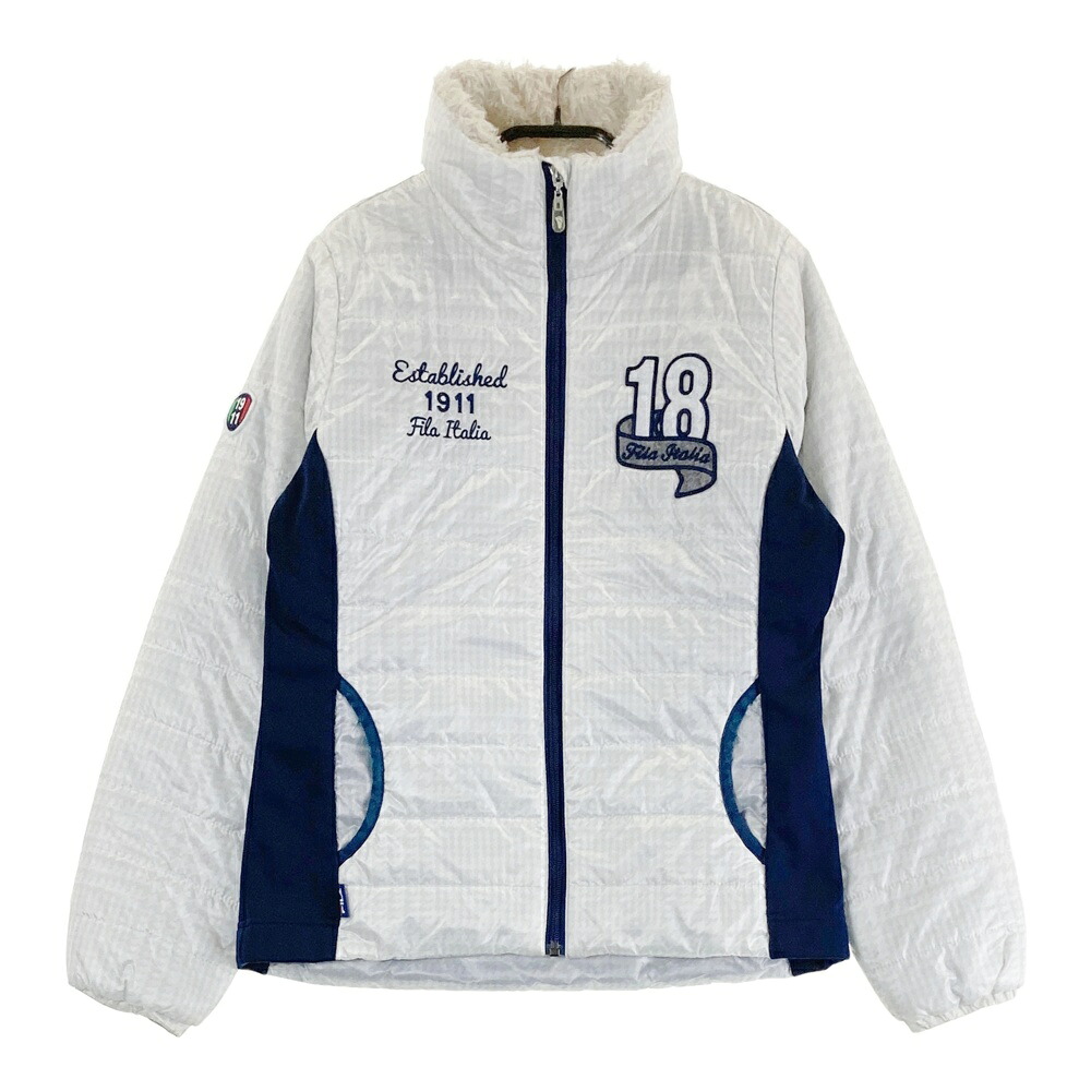 FILA GOLF フィラゴルフ 中綿ジャケット 千鳥柄 ホワイト系 M 【中古】ゴルフウェア レディース