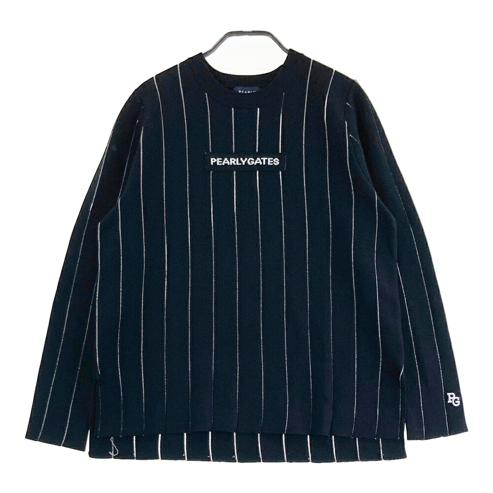 PEARLY GATES パーリーゲイツ  編み物 スウェーター  黒いこと系 1 【中古】ゴルフ御召しもの レディース