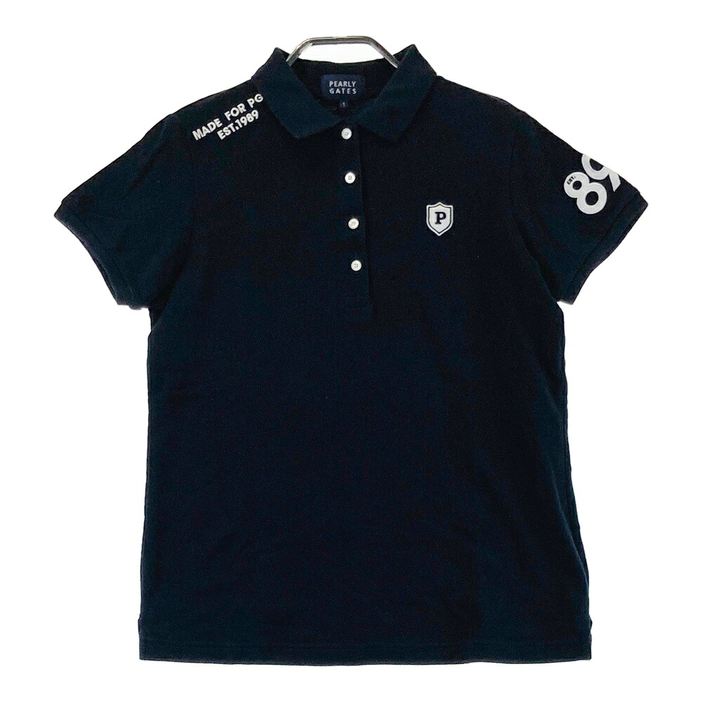 PEARLY GATES パーリーゲイツ 半袖ポロシャツ ネイビー系 1 【中古】ゴルフウェア レディース