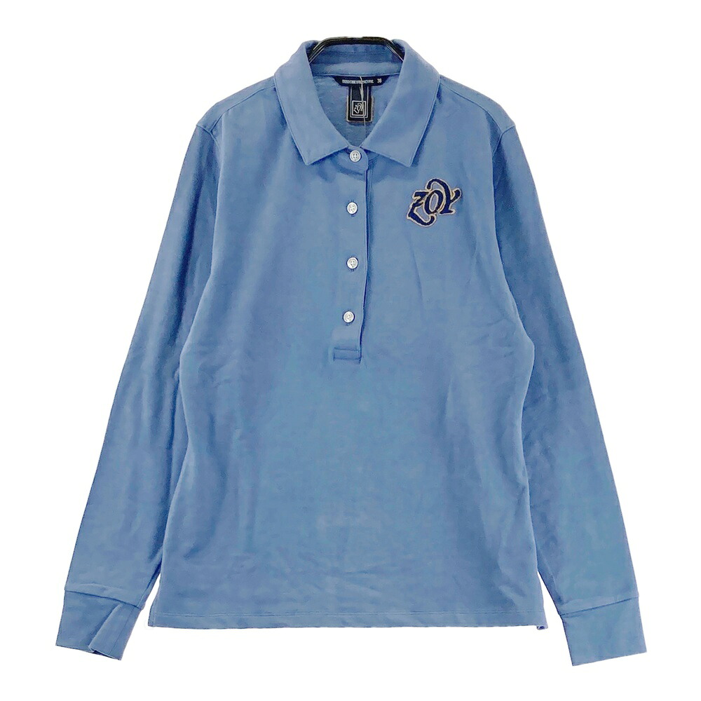 ZOY ゾーイ 起毛 長袖ポロシャツ ブルー系 36 【中古】ゴルフウェア レディース
