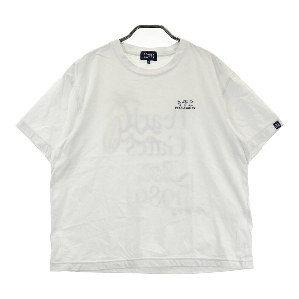 PEARLY GATES パーリーゲイツ 2023年モデル 半袖Tシャツ ヤシの木 ロゴ ホワイト系 1 【中古】ゴルフウェア レディース