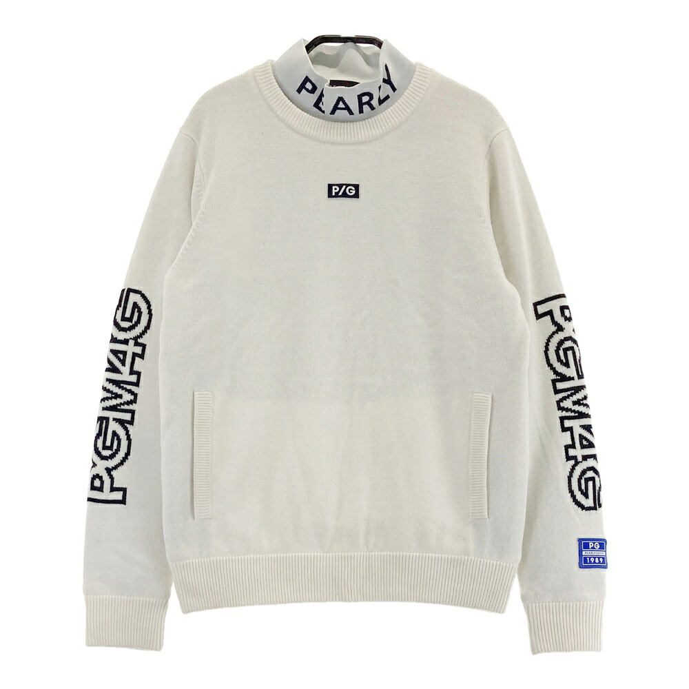 PEARLY GATES パーリーゲイツ  肌付き付編み物スウェーター 羊毛混  白いこと系 0 【中古】ゴルフお召しもの レディース