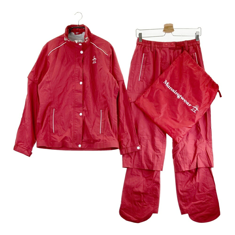 MUNSING WEAR マンシングウェア レインウェア 上下セットアップ レッド系 M 【中古】ゴルフウェア レディース