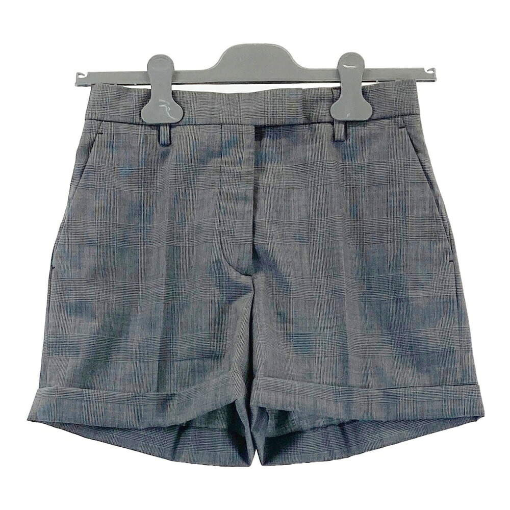 PRADA プラダ P290EU ショートパンツ ウール グレンチェック グレー系 36 【中古】レディース