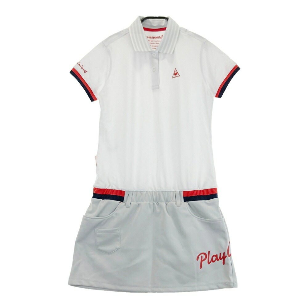 LE COQ GOLF ルコックゴルフ 半袖ワンピース ホワイト系 M 【中古】ゴルフウェア レディース