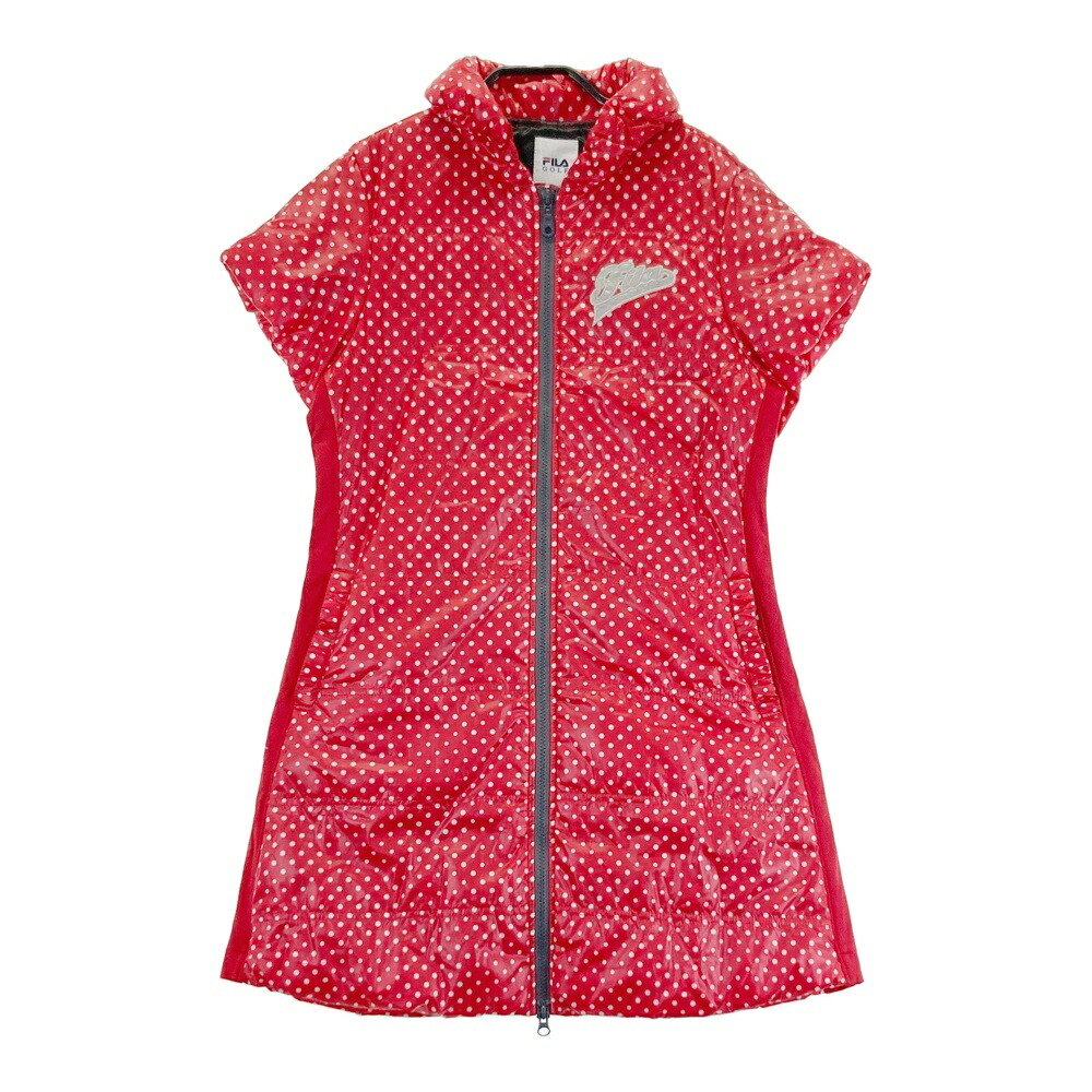 FILA GOLF フィラゴルフ 中綿 半袖ワンピース ドット柄 レッド系 L 【中古】ゴルフウェア レディース