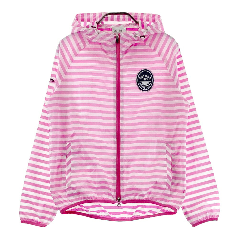 ADIDAS GOLF アディダスゴルフ N65966 ダブルジップジャケット ボーダー柄 ピンク系 M 【中古】ゴルフウェア レディース
