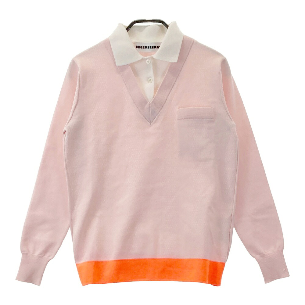 DECEMBERMAY ディセンバーメイ 2-912-1004 ニット 長袖ポロシャツ ピンク系 S 【中古】ゴルフウェア レディース