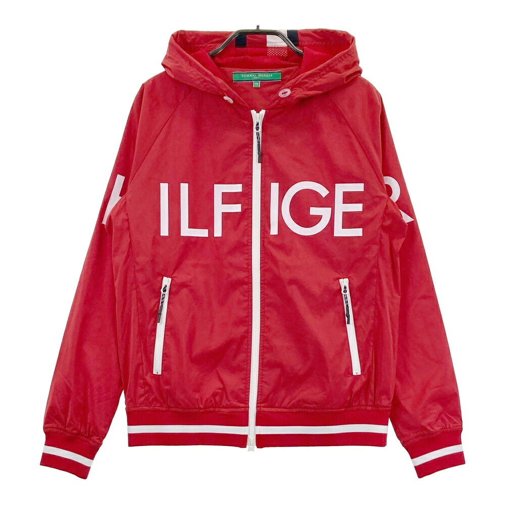 TOMMY HILFIGER GOLF トミー ヒルフィガーゴルフ フード付 裏メッシュ ジップジャケット レッド系 M 【中古】ゴルフウェア レディース
