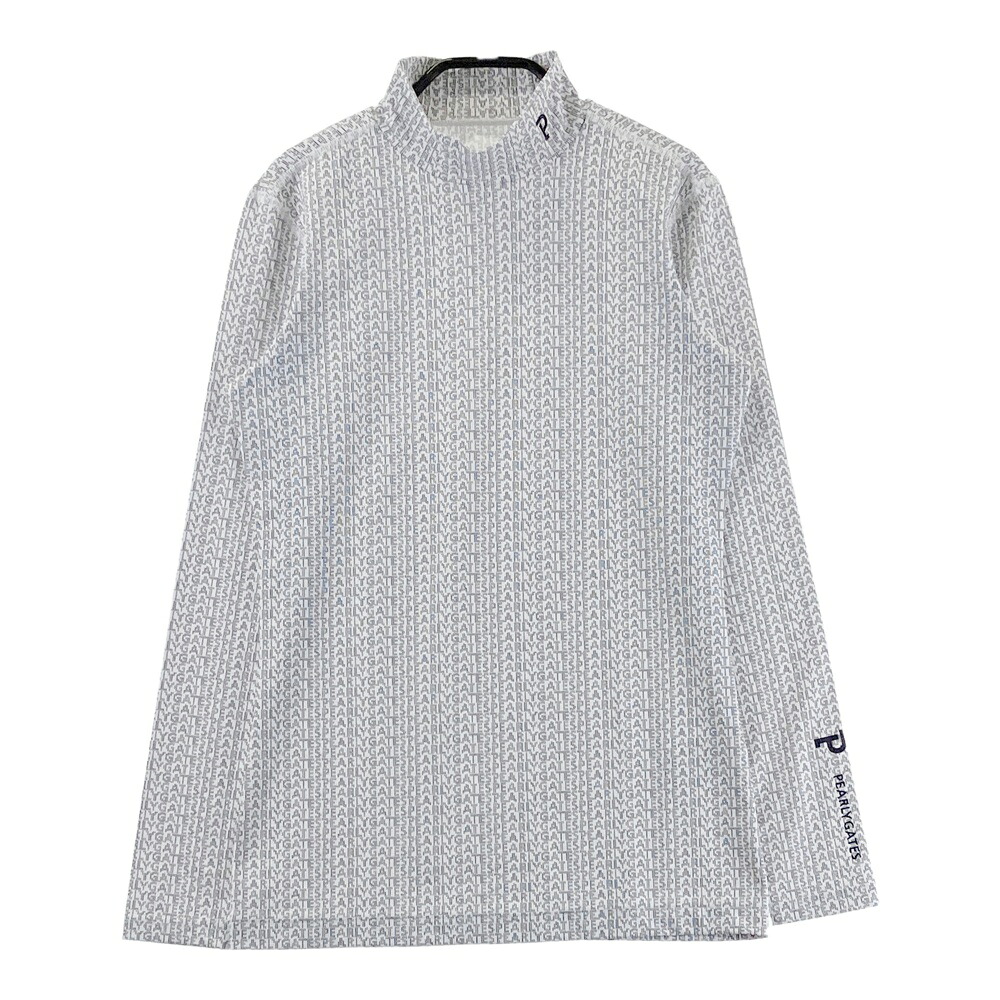 PEARLY GATES パーリーゲイツ 2023年 長袖ハイネックTシャツ 総柄 ホワイト系 0 【中古】ゴルフウェア レディース