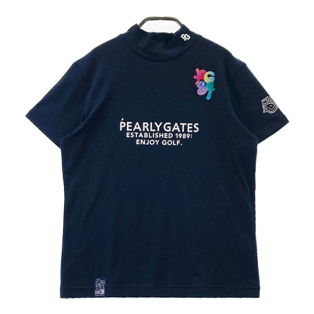 PEARLY GATES パーリーゲイツ 2024年 35周年 半袖ハイネックTシャツ ネイビー系 2 【中古】ゴルフウェア レディース