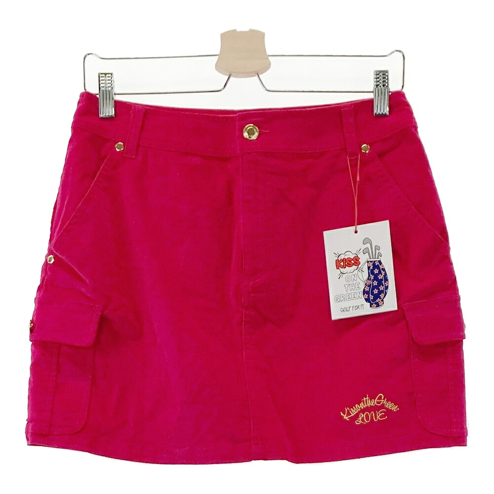KISS ON THE GREEN キスオンザグリーン インナー付 ストレッチスカート ピンク系 3 【中古】ゴルフウェア レディース